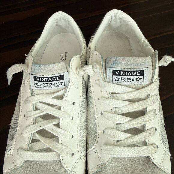 Vintage Havana Carla Silver Snake Sneakers Woman's 8 Reptile Grey Silver Print - Picture 9 of 11